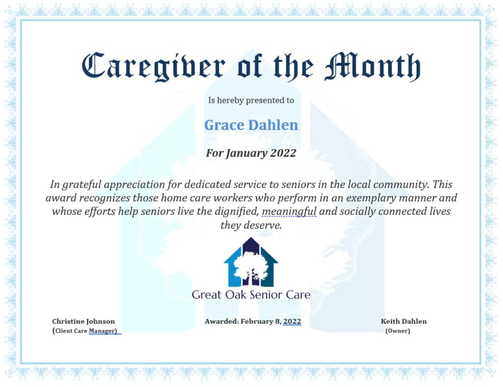 January Caregiver of the Month